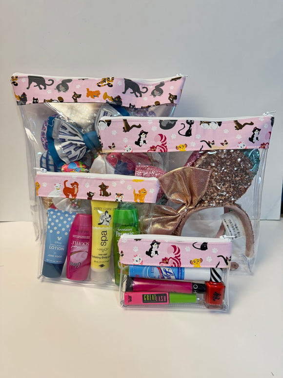 Travel Bag Set -  Pink Disney Cats