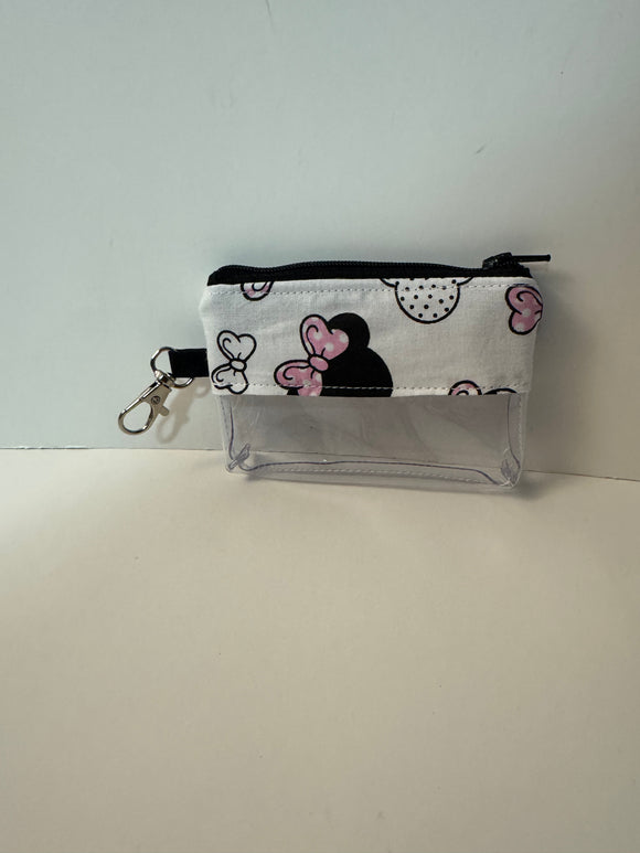 Coin Bag - Pink Polka Dots Minnie Heads