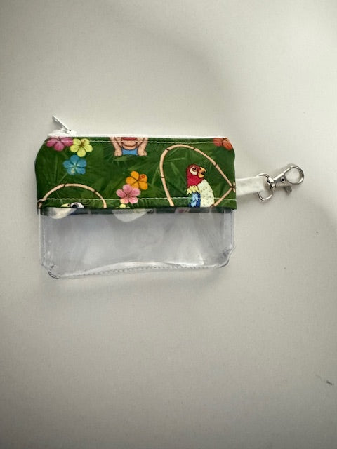 Coin Bag - Green Tiki Birds